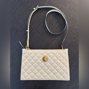 PRISTINE Versace La Medusa Quilted Lambskin Crossbody/Clutch, Creamy White GHW